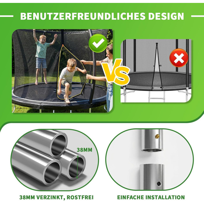 Батут JUMMICO вуличний Ø360 см з сіткою безпеки, чорний - для дітей та дорослих