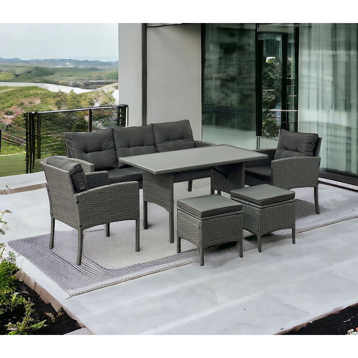 Комплект садових меблів із техноротанга MTG Trade Group, сірий, 7 предметів