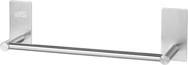 Рушникосушка JS без свердління, нержавіюча сталь, самоклеюча, подвійна з 2 гачками (срібляста, 30 см)