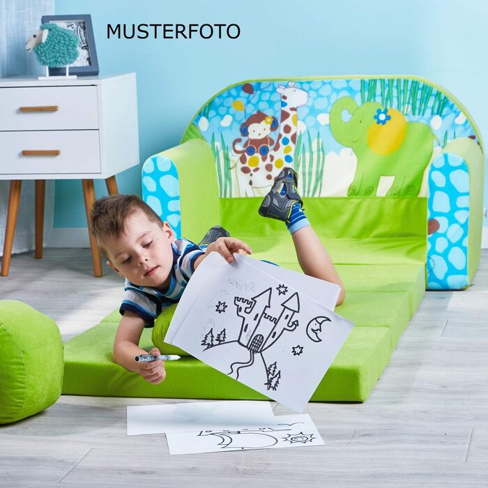 Дитяче диван-ліжко 3в1 з функцією висування, трансформер для дитячої кімнати, м'який пуф-крісло для дівчаток та хлопчиків, модель A33
