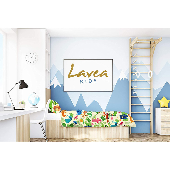 Комплект постільної білизни для малюків Lavea-Луїс 100 х 135 см 40 х 60 см.Дизайн джунглі Колір жовтий 100 бавовна. Висока якість із застібкою-блискавкою. 100 х 135 40 х 60 см джунглі