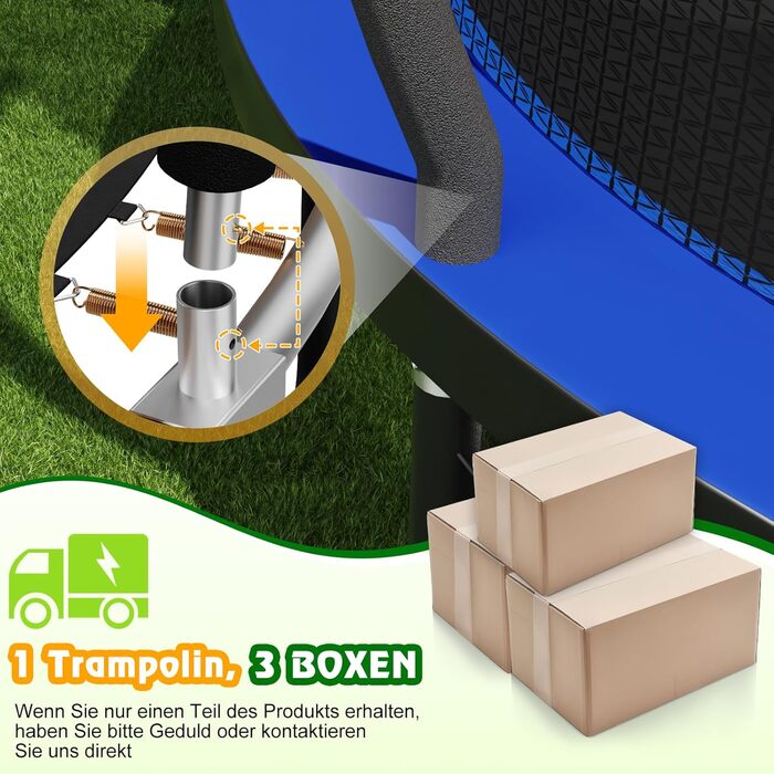 Батут садовий Devoko з сіткою та баскетбольним кільцем, 366 см, до 150 кг - для дітей та дорослих, блакитний