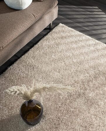 М'який Сучасний килим Relax Glamour з високим ворсом, довгим ворсом, килим для вітальні, гелева підкладка, що миється, висота ворсу 30 мм, однотонний, однотонний, Бежевий, (80 х 150 см, бежевий (гламур))