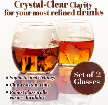 Набір для віскі Globus: декантир, 4 склянки, дерев'яний підставка, карта світу. Ідеальний подарунок для чоловіків та жінок. Підходить для віскі, джину, рому, скотчу, лікеру, бурбону, горілки.