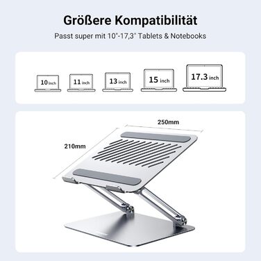 Підставка для ноутбука UGREEN, регульована висота, складна, з вентиляцією, сумісна з ноутбуками 10-17,3