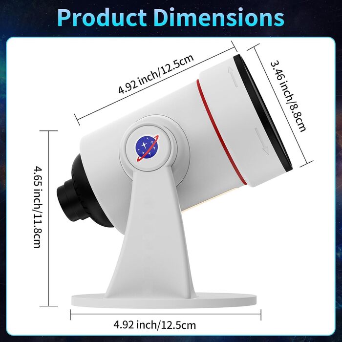 Проєктор зоряного неба VanSmaGo 8-го покоління Sternenhimmel: Галактика, Планетарій, Нічник HD з обертанням 360° та таймером