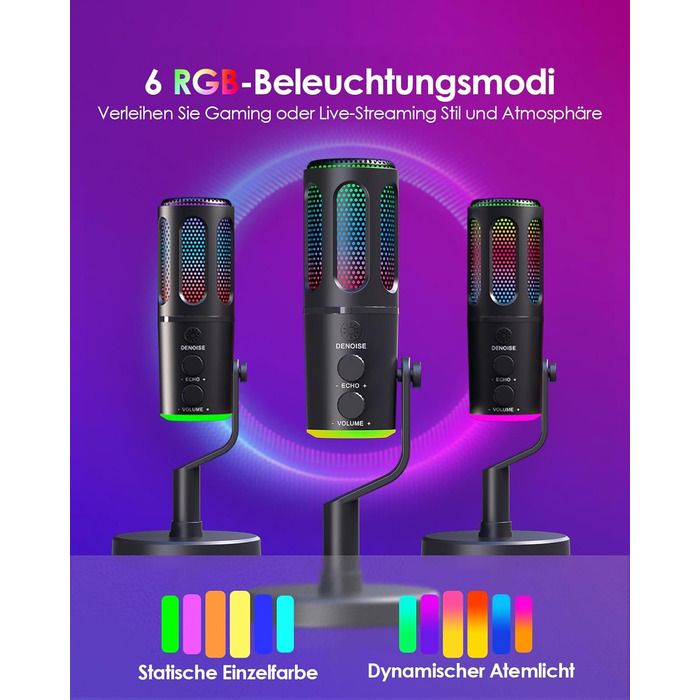 USB мікрофон LENTION: конденсаторний мікрофон для геймінгу, стримінгу, подкастів та караоке. Підходить для ПК, Mac, PS5, PS4, телефону. Plug & Play, кардіоїдний, з USB кабелем 1.8м