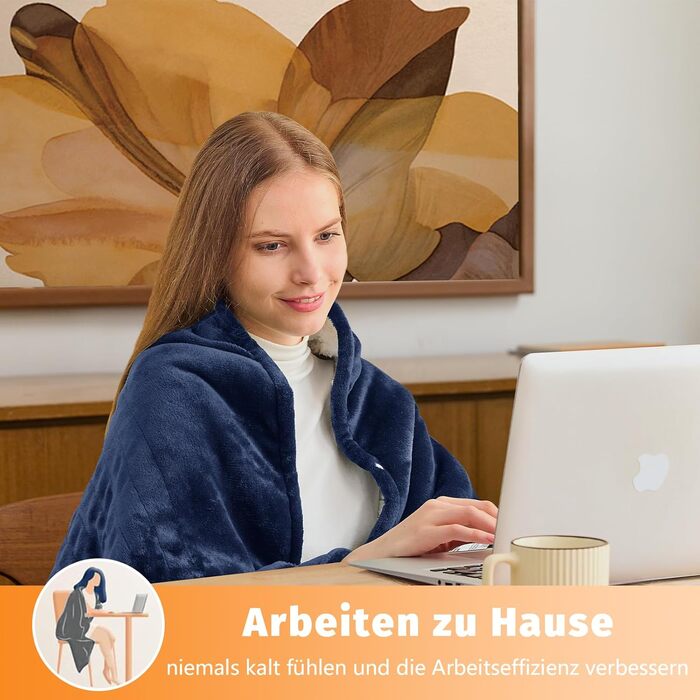 Електрична ковдра BOMOVA з автовимкненням, плюшева ковдра для дому, 10 режимів нагріву, таймер, 130x180 см (Блакитна)