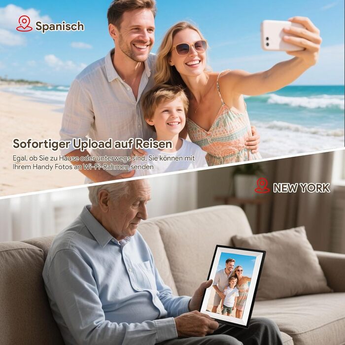 Frameo Цифровий фоторамка 10.1 дюйма, WALN, 32 ГБ, автоповорот, відправка фото/відео через додаток