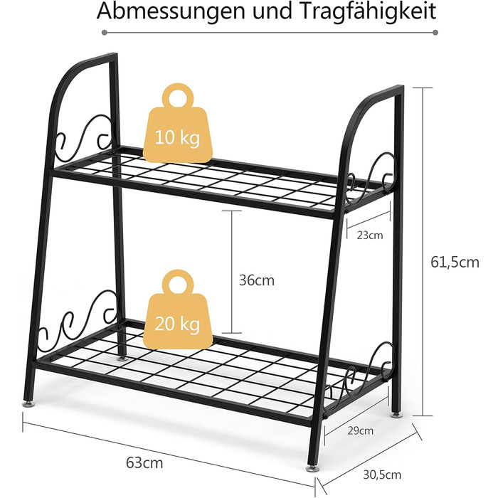 Ярусна металева підставка для рослин COSTWAY, багатофункціональна для внутрішнього та зовнішнього використання, модель 2, 2-
