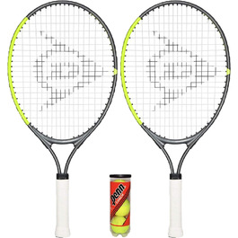 Тенісна ракетка Dunlop 2 x CV Team Junior (48,3 см, 53,3 см, 58,4 см і 63,5 см) з захисним чохлом і м'ячами на вибір (2 x 58,4 см м'ячі Penn.)
