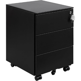 Роликовий контейнер HOMSTEEL з замком, 4 шухляди, металевий шафа, готовий до використання, для офісу та дому, білий (3 шухляди (44T x 37B x 60H cm), чорний)