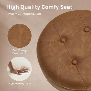 Барні стільці WOLTU 2 шт. з місцем для зберігання, регульовані по висоті, 360° обертання, для кухонної вишки, їдальні, бару, кухні, вітальні, штучна шкіра, метал, коричневий, вінтажний стиль