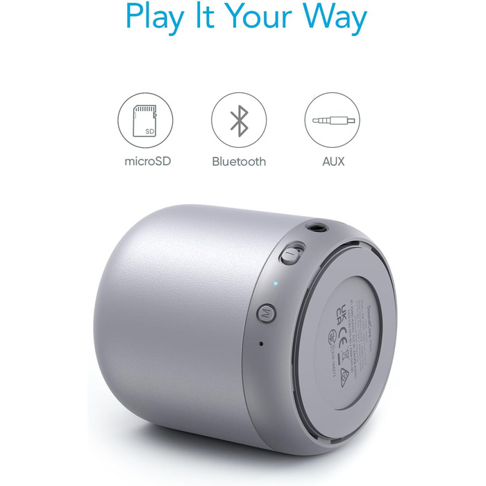 Портативна Bluetooth колонка Anker Soundcore Mini срібна: 15 годин роботи, FM радіо, потужний бас