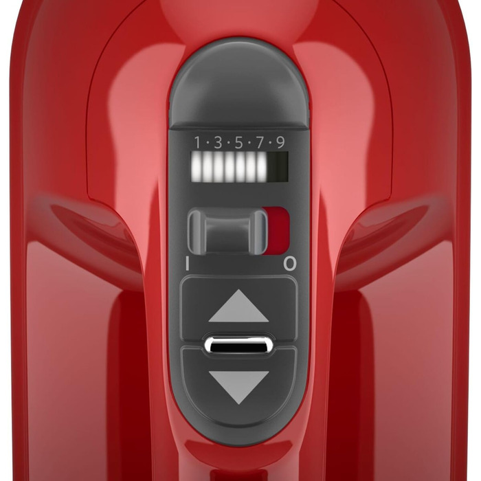 Міксер ручний KitchenAid 9 швидкостей, червоний Empire Red: з вінчиками, гаками для тіста та насадкою, 85 Вт, Soft-Start, LED-дисплей