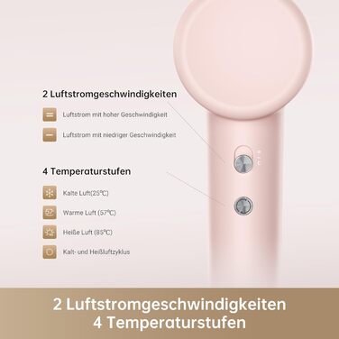 Фен Dreame Hair Gleam: Швидкий, з іонізацією та регулюванням температури, рожевий