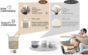 Великий міцний кошик для білизни з плетеного матеріалу сірого/бежевого кольору (D38H50cm)