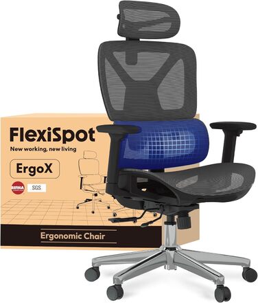 Офісний стіл FLEXISPOT C7 Lite-Mesh: ергономічний крісло з 3D підлокітниками, 3D підголівником та 5D спинкою. Макс. навантаження 130 кг, сірий колір.