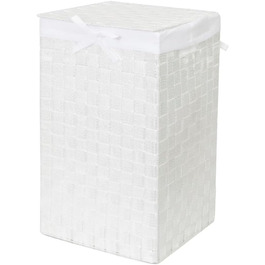 Кошик для білизни RAN6892 Stan з кришкою, ручками, плетіння, металевий каркас, знімний льняний вкладиш, 30 x 30 x 50 см, колір шоколадний