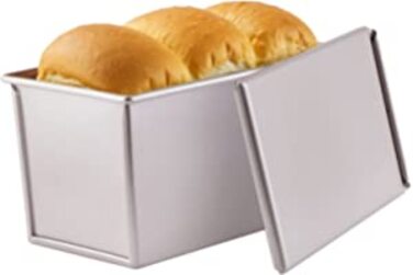 Сковорода для випічки хліба Pullman від шеф-кухаря з губкою, ємність для тіста 0,99 фунта, прямокутна плоска коробка для тостів з антипригарним покриттям для випічки в духовці 4,2 дюйма x 7,7 дюйма