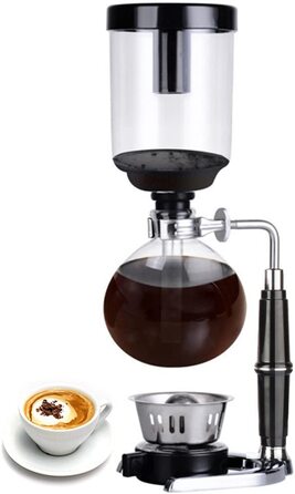Сифон для кави TAMUME, 5 чашок, вакуумний кавоварка, кавоварка для кави та чаю з розширеною ручкою
