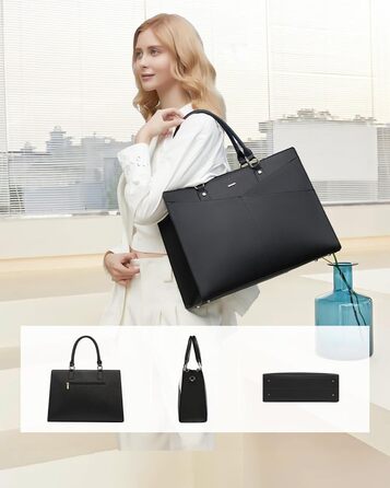 Сумка для ноутбука 17 дюймів LOVEVOOK: жіноча сумка-шоппер, робоча/шкільна сумка, велика сумочка на плече, чорна