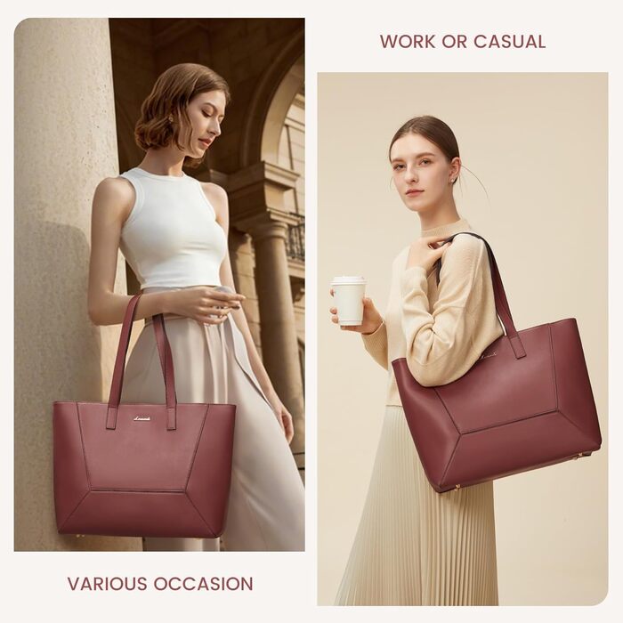 LOVEVOOK Сумка-шопер з натуральної шкіри, велика жіноча сумка на плечі, коричнева, для роботи та повсякденного використання