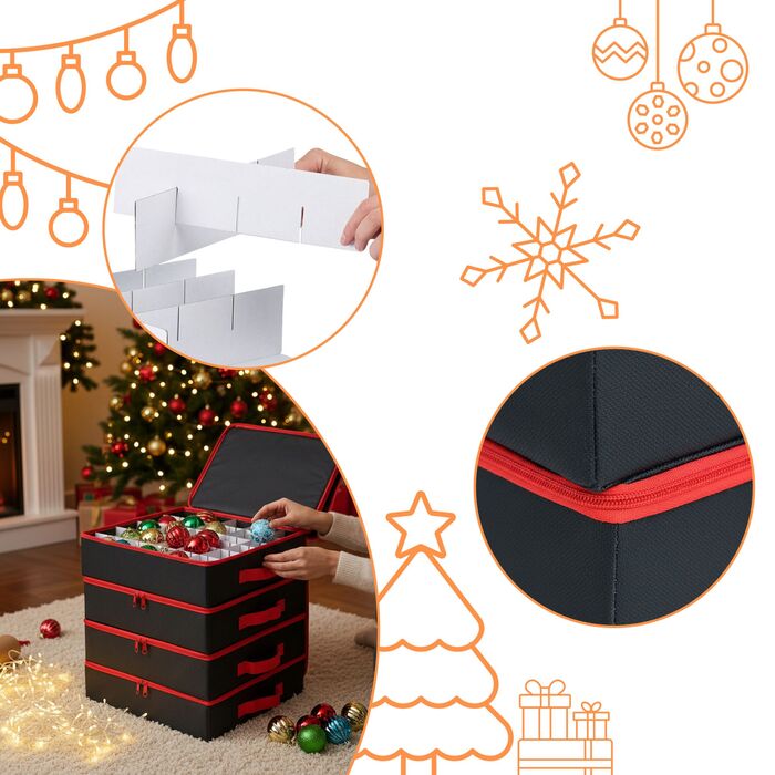 Набір коробок для зберігання новорічних кулічок Relaxdays (4 шт.)