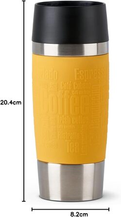 Термокружка Emsa Travel Mug Classic 360 ml, жовта, з рукавом, Quick-Press, 360° відкриття