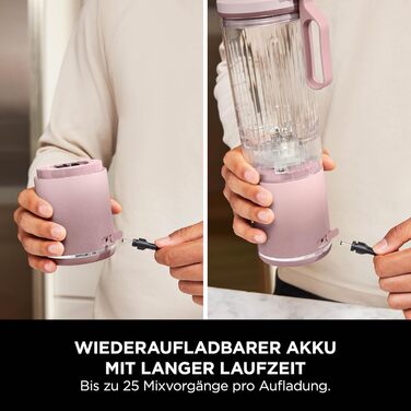 Портативний блендер Ninja Blast Max: 570 мл, акумулятор, чаша та кришка, 3 функції, для смузі та протеїнових коктейлів, рожевий (BC251EULD)