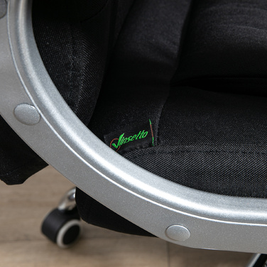 Офісний крісло, ергономічне крісло для роботи, крісло для комп'ютера, поворотне крісло на 360°, з функцією гойдання, регульована висота, чорний колір, оббивка з льону, розміри 64 x 75 x 111-121 см