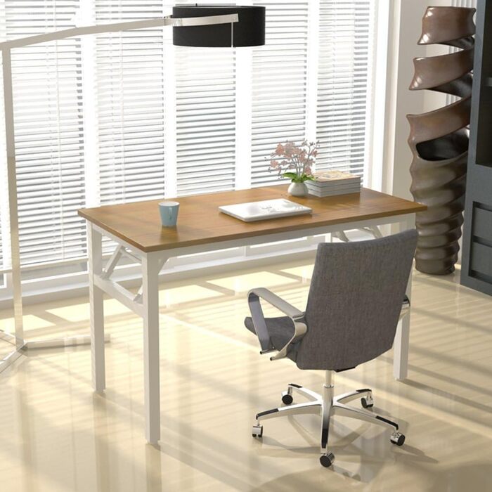 Розкладний комп'ютерний стіл / письмовий стіл 120x60 см з дерева та металу, білий (AC5AW)