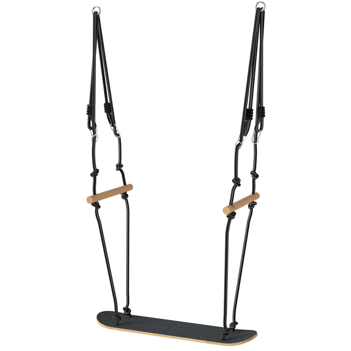 Скейтборд-гойдалка дитяча з регульованою висотою, нековзним покриттям, всепогодним тросом та ручками, чорний