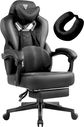 Геймерське крісло Vigosit з підставкою для ніг до 150 кг чорне