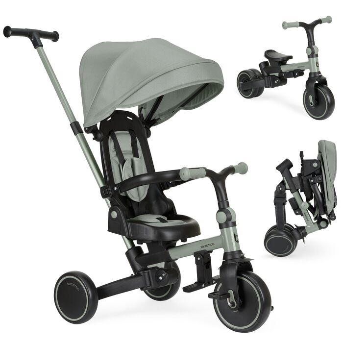 Триколісний велосипед KikkaBoo Dreirad 8-в-1 з ручкою для батьків, алюмінієва рама, зелений. Для дітей від 1 року.