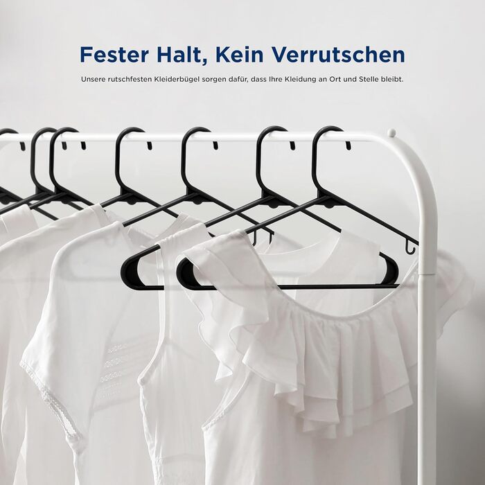 Плечики для одягу SereneLife, 30 шт., чорні, з антиковзаючим покриттям, ультратонкі, міцні, 42 см, 0.6 см товщина