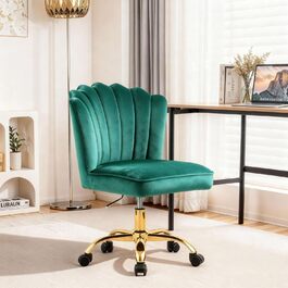 Крісло для офісу Fiximaster Homeoffice, крісло для робочого столу, обертове, регульоване по висоті, з м'якою оббивкою з велюру, золоті ніжки, для робочого кабінету, спальні, до 135 кг, зелене