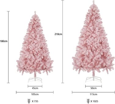 Ялинка САЛКАР штучна з 868 вершинами, ялинка штучна швидкого будівництва з урахуванням рослинності. Підставка для різдвяної ялинки, Різдвяна прикраса-2,1 м (рожевий, 180 см)