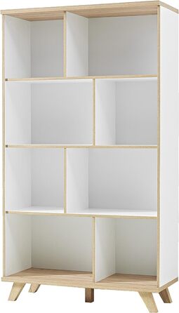 Полиця в скандинавському дизайні GW-Oslo в білому кольорі/контрасти Імітація дуба Сан-Ремо, 120 х 93 х 40 см (ШхВхГ) (полиця велика, біла/дуб Сан-Ремо), 3267-221