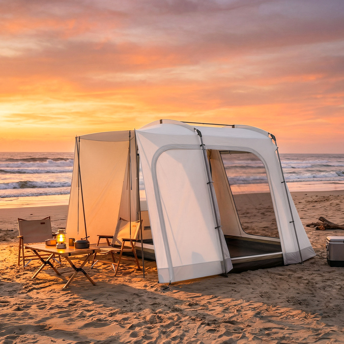 Намет автомобільний Heckzelt для 2-4 осіб, 320 x 280 x 205 см, 2-в-1, водонепроникний тунельний намет з 4 дверима, вікнами та підлогою