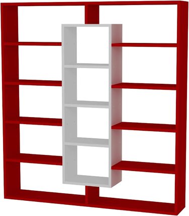 Книжкова шафа біла, Полиця з полицями, Настінна полиця, Полиця для зберігання Полиця для зберігання офіс, вітальня, кабінет 125 x 135,7 x 22 см, 1837 Достатня червона Біла 125 x 135,7 x 22 см, 17