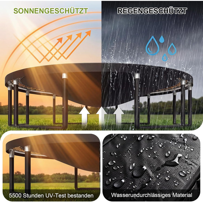 Батут Devoko вуличний Ø488 см з сіткою та драбиною, чорний - великий дитячий батут для саду з сертифікатом GS