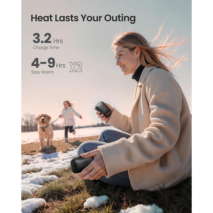 Електричні грілки для рук Gaiatop 2 шт. з магнітом, 4000mAh, USB, багаторазові, швидкий нагрів за 3 секунди, 3 режими, компактні, ідеальні для подарунків чоловікам та жінкам, чорні