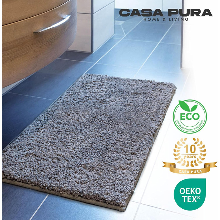 Килимок для ванної кімнати Casa Pura Sky Soft 80x150 см сірий, м'який, пухнастий, з антиковзким покриттям, для душу, легко миється