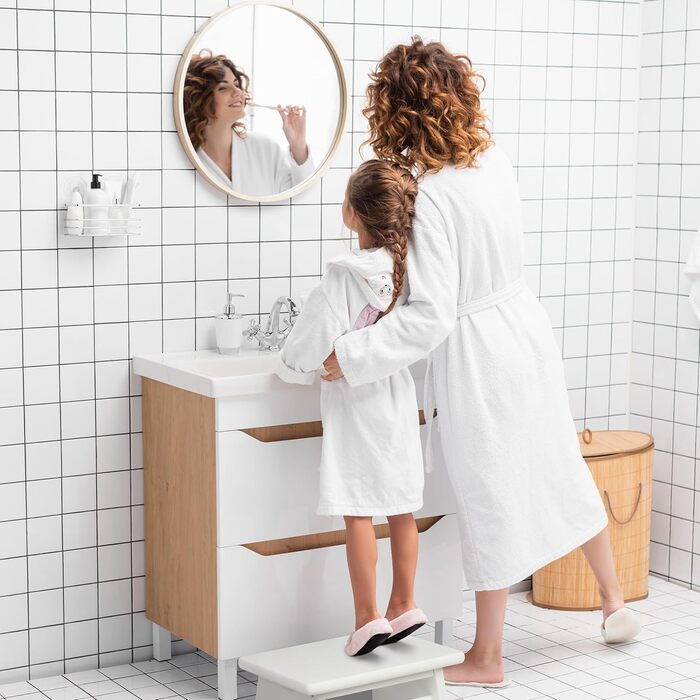 Підставка для ніг Relaxdays з бамбука, до 100 кг, стійкий приставний стільчик, 20 x 33 x 21,5 см, дитячий стільчик для ванної, білий