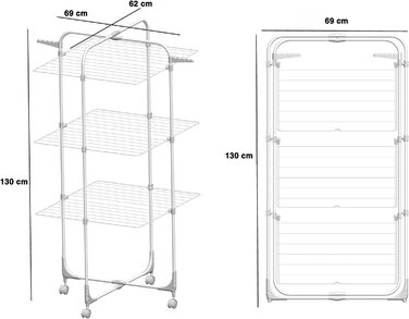 Вежа для сушіння Grafner, 30 м ліній, складна, рулонна, 3 поверхи, 6 крил, економія місця