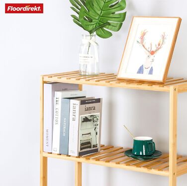 Стильне дерев'яне стелаж Floordirekt Bambus Regal для ванної, спальні, вітальні (60 x 26 x 130 см)