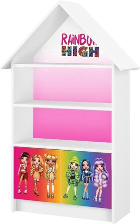 Дитяча полиця для іграшок з дверцятами, що замикаються, 2 полиці Книжкова шафа Форма будиночка Полиця для зберігання для дітей Дитяча полиця для іграшок (LOL) (рожева 2)