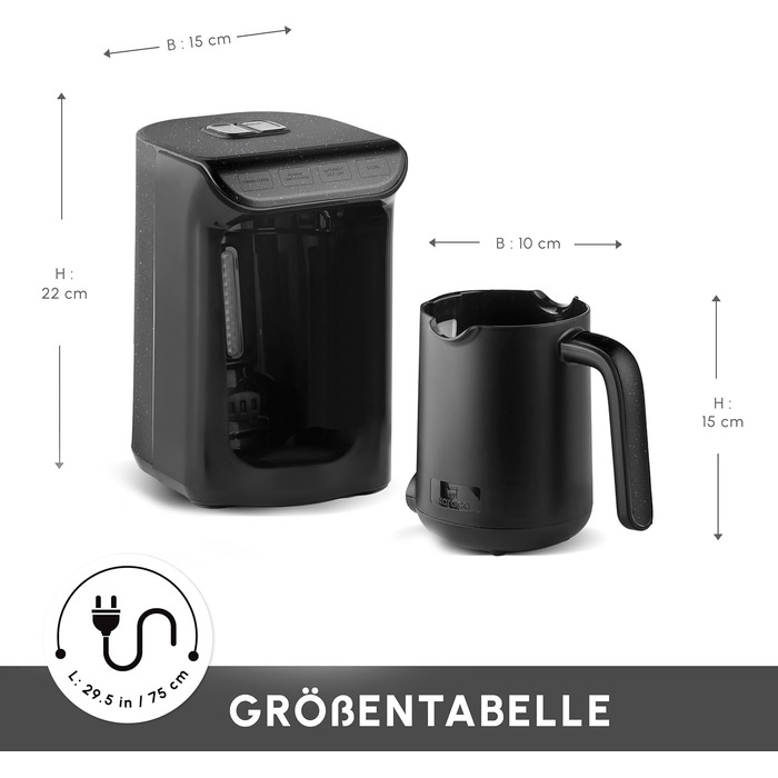 Кавомашина KARACA Hatır для приготування турецького кави з функцією обсмажування, 535W, 5 чашок, автоматичне нагрівання, чорний колір