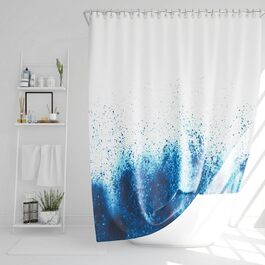 Шторка для душу DROPHOP Maritime Sea Design Ш x В 120 x 200 см темно-синій, білий, виготовлений з водонепроникного поліестерового текстилю, можна прати, обтяжений поділ, з покриттям проти цвілі, включаючи гачок з нержавіючої сталі синій 120 x 200 см